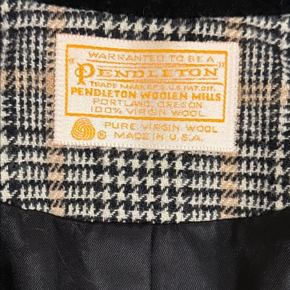 Pendleton Vintage Women's Tweed Houndstooth Wool Blazer Velvet Collar Size 12 - Picture 2 of 8